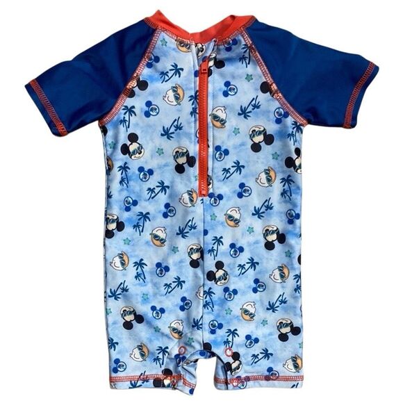 Disney Baby Mickey & Donald Beach Print Swimsuit 12M One-Piece Rash Guard - Picture 1 of 12